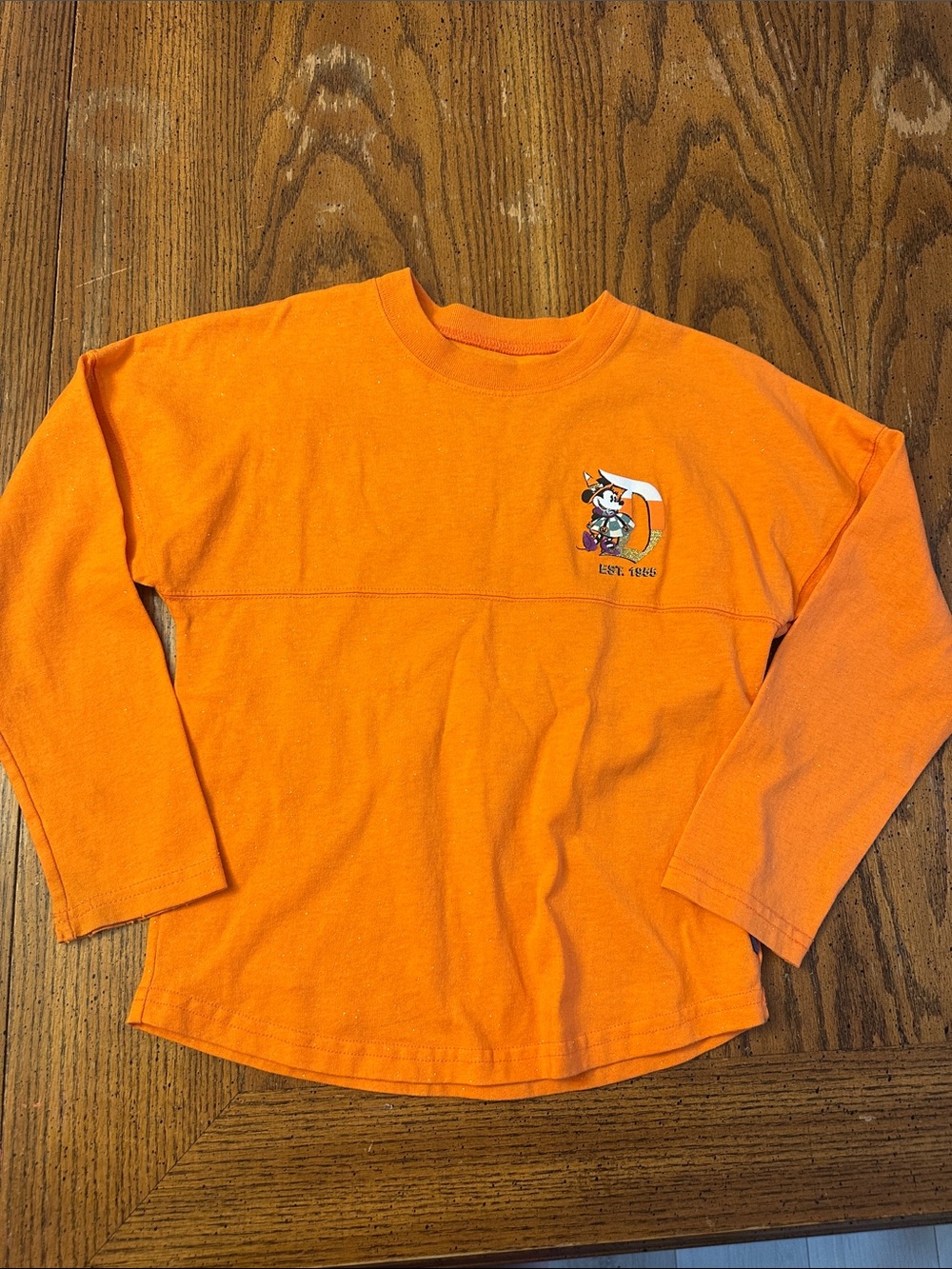 Disney Orange Long Sleeve Tee with Small Character Graphic